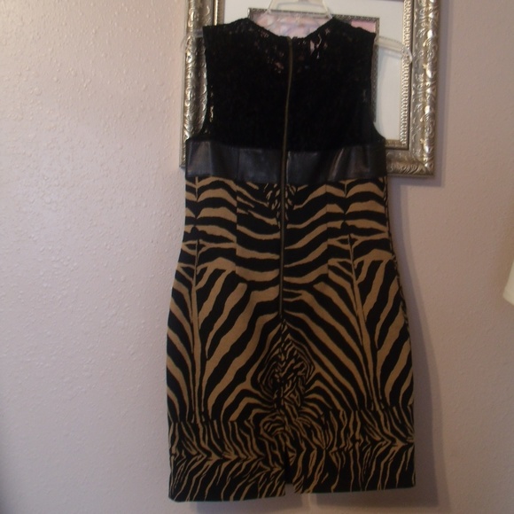 Tracy Reese Illusion Lace Leather Black/Tan  Dress - Picture 5 of 7